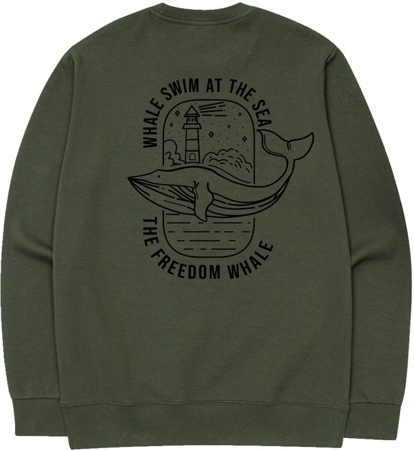 옥스타 남녀공용 등대 고래 특양면 맨투맨