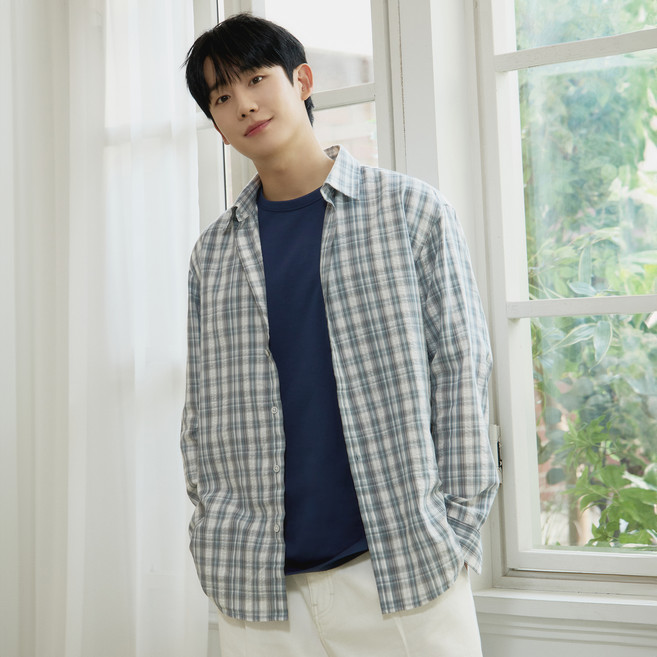 마인드브릿지 에어쿨 크리즈 체크 오버핏 셔츠 MZWS3154