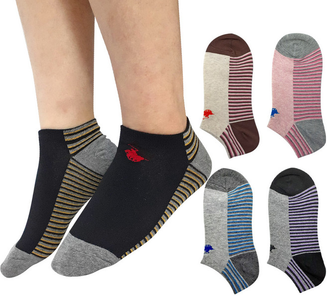 비버리힐스폴로클럽 여성용 배색라인 로고 스니커즈 양말 5종 세트