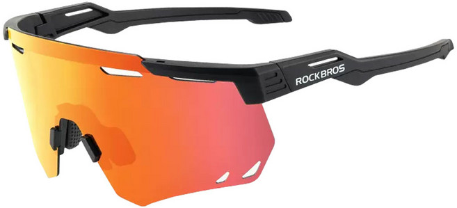 락브로스 스포츠 편광 고글 SP323 + 도수클립 세트, SP323 편광 블랙프레임/레드미러, 1개