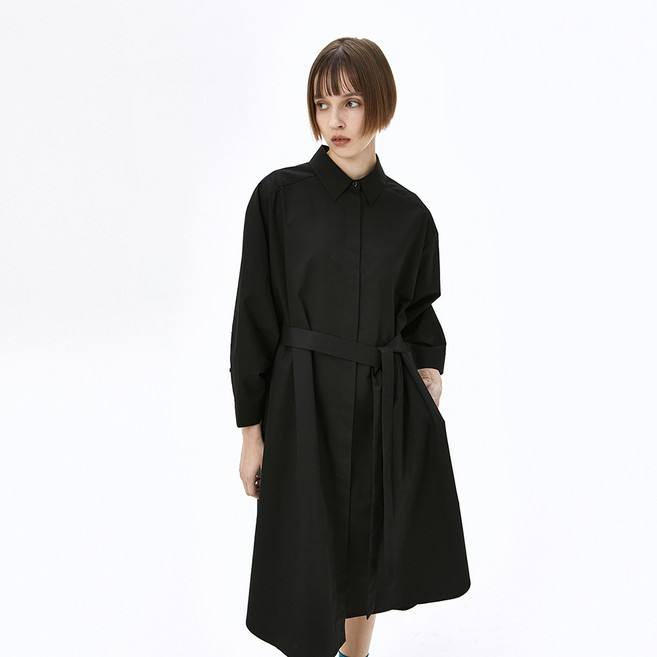 컨스트럭션 벨티드 셔츠 원피스