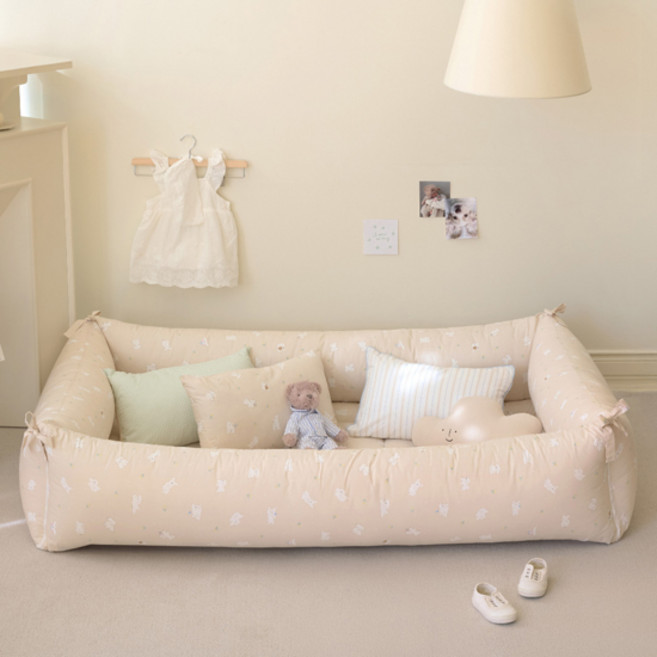 쉬즈홈 유아용 순면 가드 범퍼 쿠션 커버 + 솜포함, 베베조이 베이지