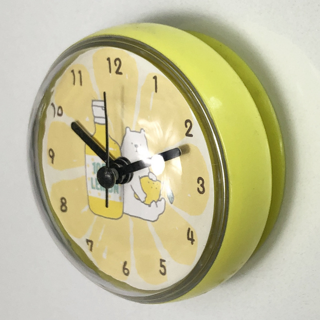탑피아 욕실용 방수 흡착 시계, 레몬 곰돌이