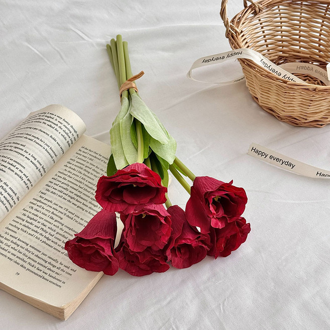 소유공간 조화 수채화 리시안셔스 꽃다발 S265-0096, 레드, 1개