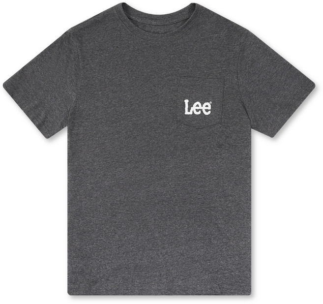 Lee 中性款素色Logo口袋短袖T恤 LM12SK180, 炭灰色