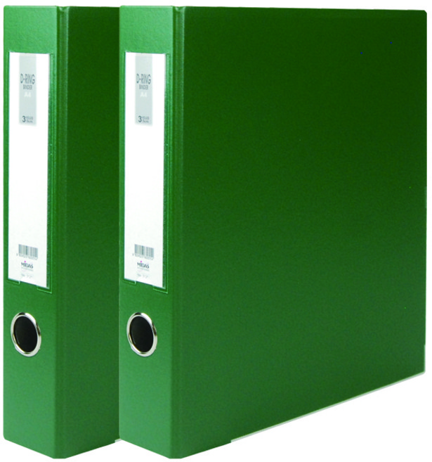 마이다스 D링 합지 바인더 명찰형 3공 A4 5cm, 녹색, 2개
