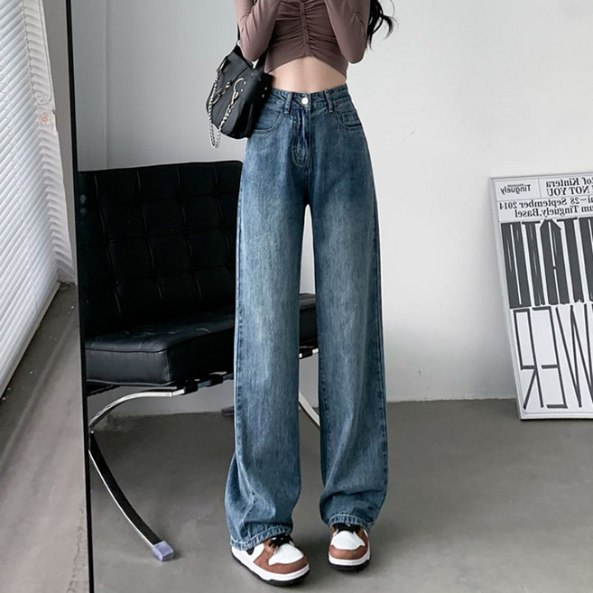 메이첼 여성용 칠린 일자 와이드 데님 팬츠 10874
