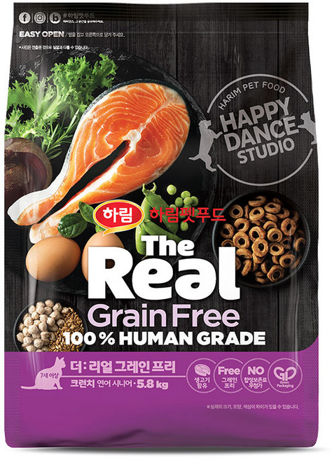 하림펫푸드 더리얼 캣 그레인프리 크런치 시니어 건식사료, 연어, 5.8kg, 1개
