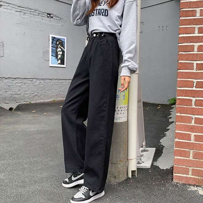 앤드스타일 여성용 러빗데님 허리조절버튼 와이드 청바지 261087