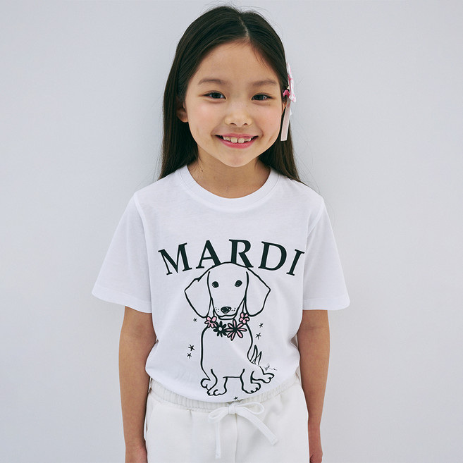 Mardi Mercredi 兒童款 Swing The Tail Dangi 花朵項鍊棉質T恤