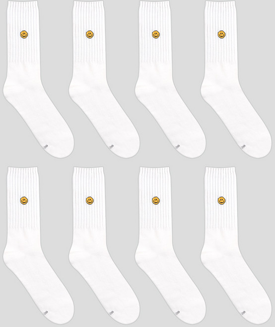 GGRN 男士微笑休閒中筒襪 8雙