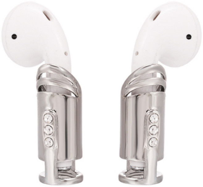 아리코 에어팟 큐빅 메탈 홀더 케이스, 실버다이아, 1개