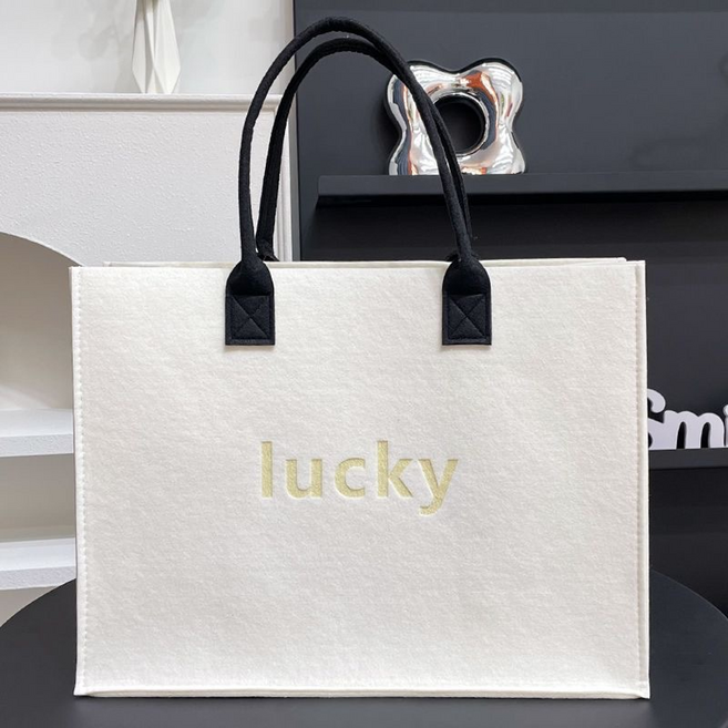 그리뉴얼 토드백 스타일 부직포 쇼핑백, 화이트, 1개