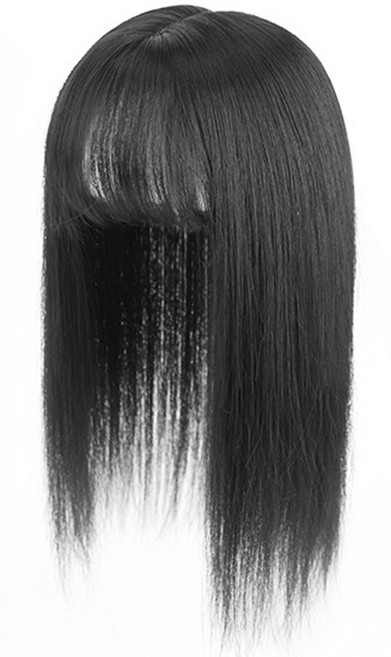 하이유니 스트레이트 펌 단발 정수리 탑커버 헤어피스 35cm, 네츄럴블랙, 1개