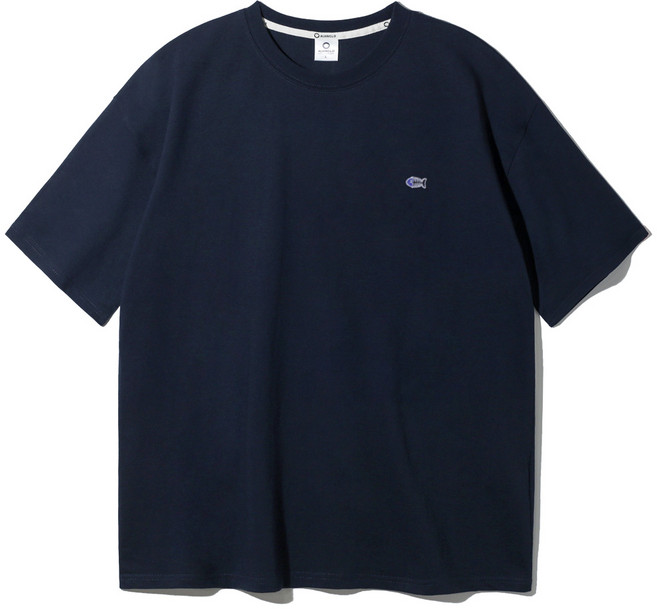 앨빈클로 미니멀 물고기 자수 오버핏 반팔 티셔츠 AST4873