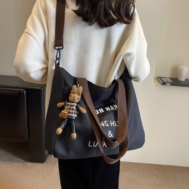 엘쏘 대용량 노트북 수납 나일론 크로스 에코백