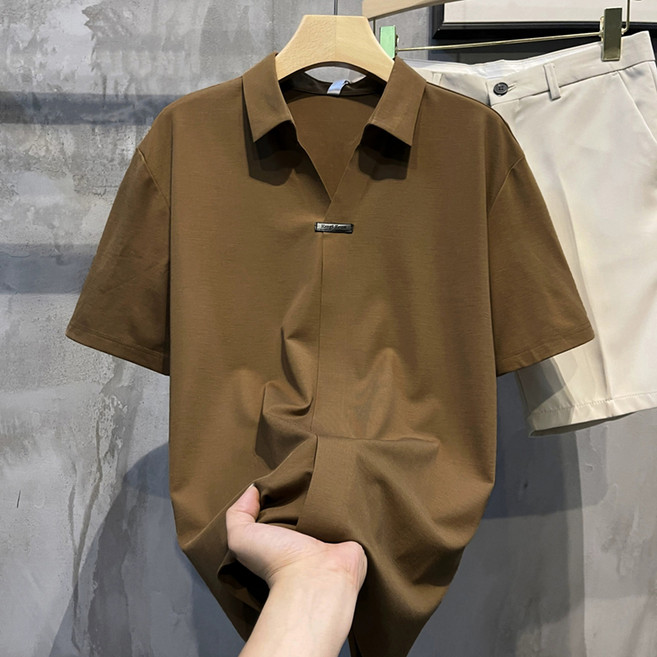 제이티엘 남성용 주름방지 카라넥 캐주얼 반팔 티셔츠