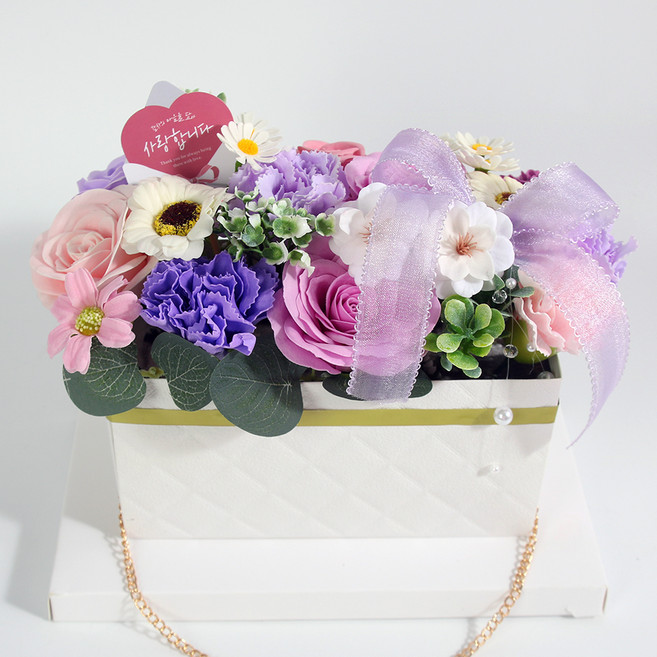 메종드플로레 조화 어버이날 스승의날 카네이션 비누꽃 화분 돈 용돈박스 화분형 꽃다발, 엘바이올렛, 1개