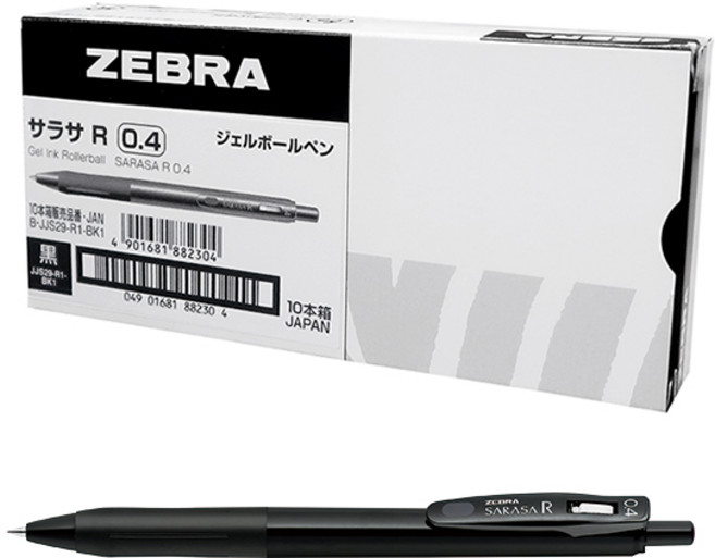 사라사 R 노크식 젤 볼펜 0.4mm 10p, 블랙바디블랙잉크, 1개