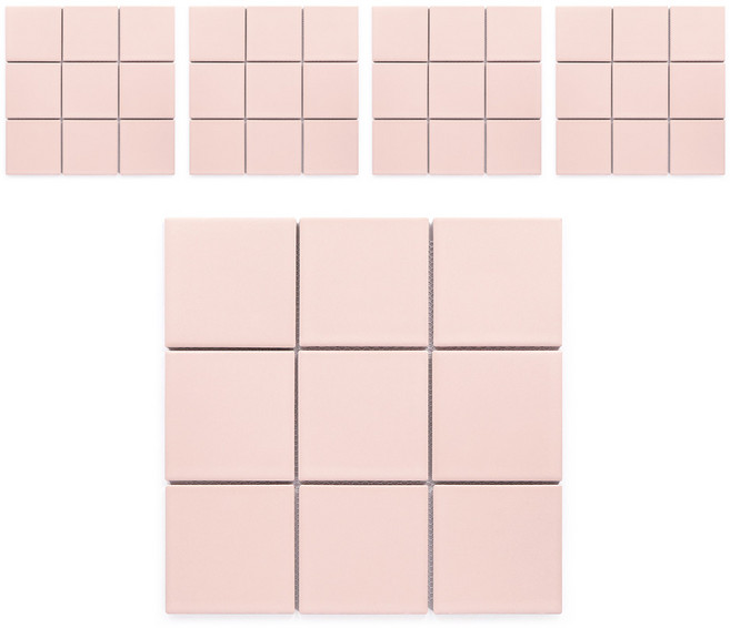 모네스페스 자기질 모자이크타일 100mm, 핑크 무광, 5개