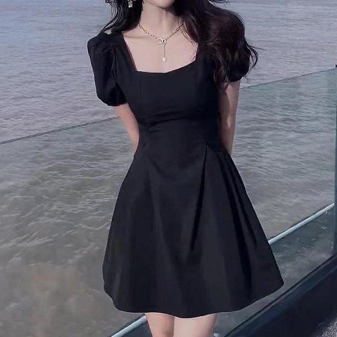 라라티나 여성용 미라노 스퀘어넥 퍼프 소매 미니 원피스