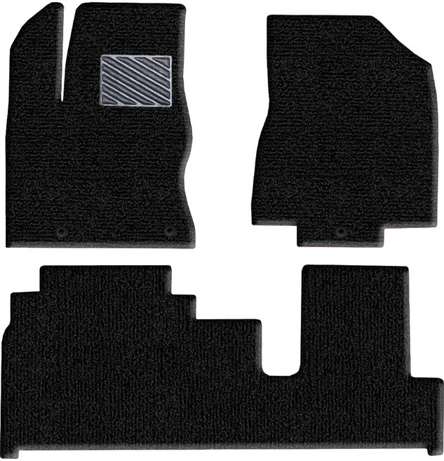 포시즌카매트 프리미엄 코일카매트 확장일체형 1+2열 3p, 기아 레이 2011년~, BLACK