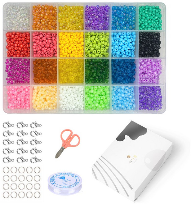 리니팜 24색 시드비즈 4mm 5종 세트, 혼합색상, 1세트