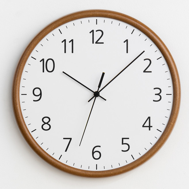MJK 300 우드스타일 무소음 벽시계, 브라운