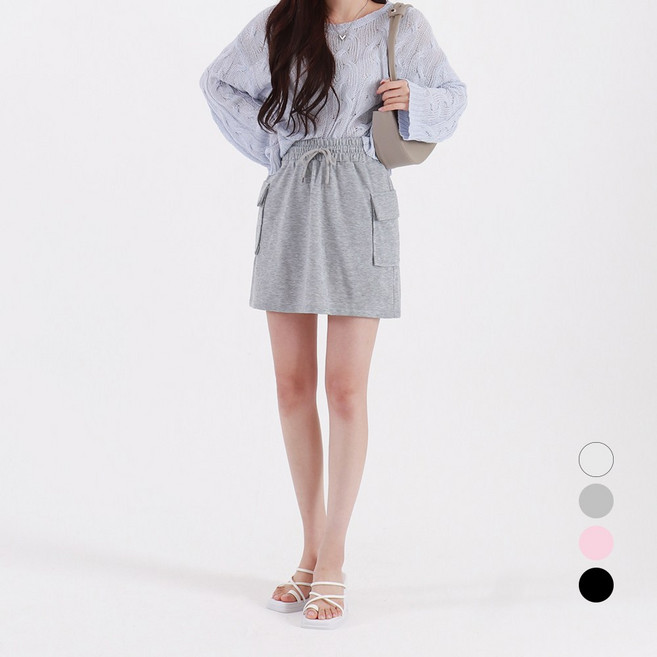 Cotton Closet 女款運動鬆緊帶工裝迷你裙