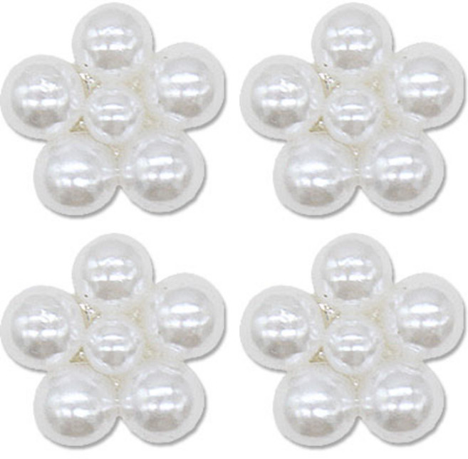 미니 큐빅 진주 보석 단추 오각진주 13mm, 4개, 니켈