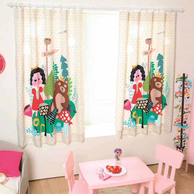 리빙존 화이트 암막 창문 키즈커튼 핀링형 2p