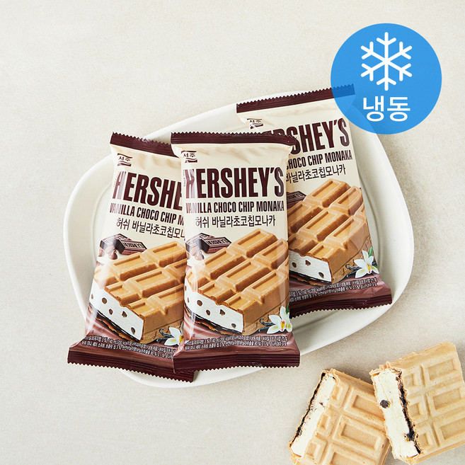 허쉬 바닐라 초코칩 모나카 (냉동), 3개, 1개입, 140ml