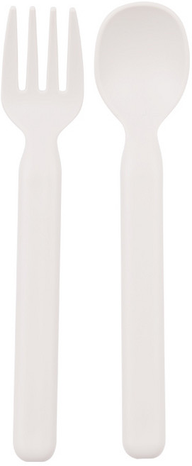 나인웨어 모노 스푼 + 포크 세트, 파스텔화이트, 1세트