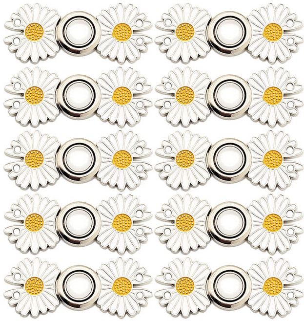 코히모 바지 허리조절 클립 단추 4W543 4.7 x 1.9 cm, 실버 + 화이트, 10개