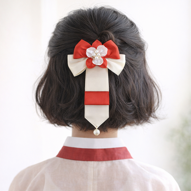 비단길 온소리 리본댕기 한복 집게핀