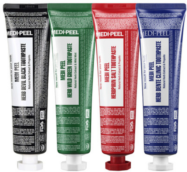 메디필 허브 치약 데빌 블랙 + 와일드 그린 + 피린 솔트 + 덴티 클리닉 세트, 1세트