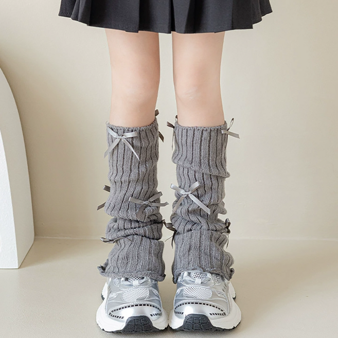 비단길 더빌 리본 골지 레그워머