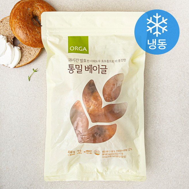 올가홀푸드 통밀 베이글 4입 (냉동), 400g, 1개