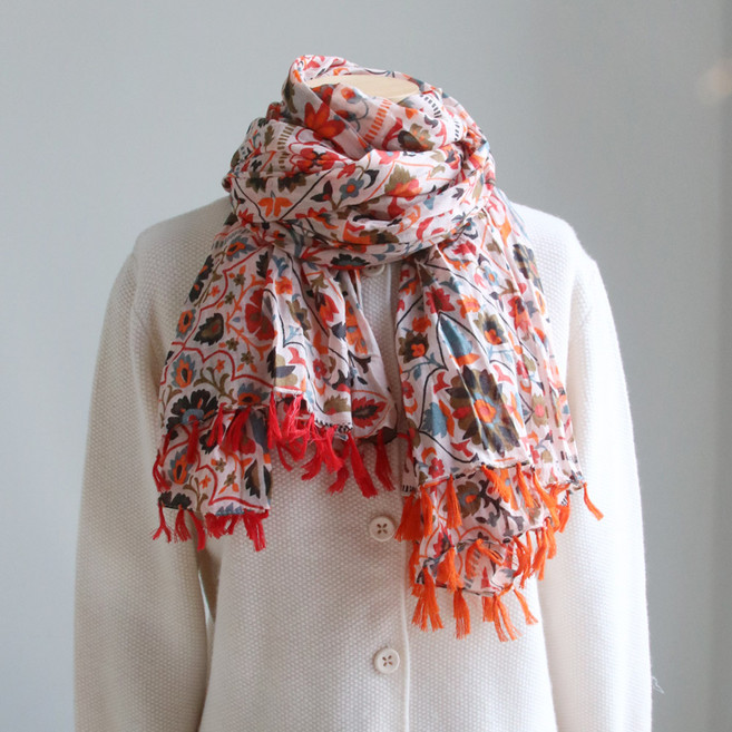 바비수 오피넛 코튼 태슬 스카프