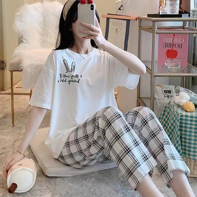 Elsso 女款睡衣 短袖T恤 + 長褲 居家服 室內服 睡衣 上下套裝