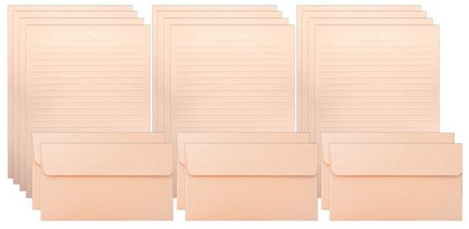 2Youngdesign 彩虹粉彩信紙信封組 - 杏桃色 (信紙12入+信封6入), 1組, 杏