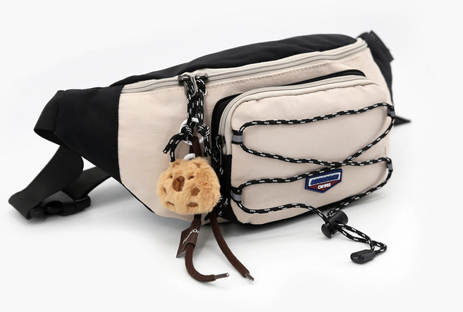 MISS BAEK 休閒運動腰包 胸包 旅行用迷你腰包 防水登山斜揹包, 黑色