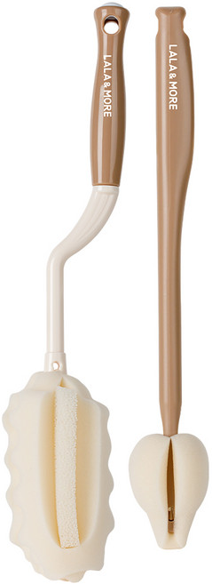 라라앤모어 텀블러 스펀지 세척 회전형 다용도솔 + 젖꼭지솔 세트, 밀크브라운, 1세트