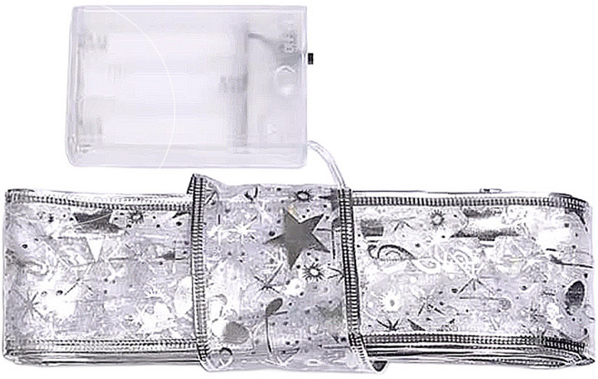 葉子小舖 聖誕節LED緞帶燈 50燈 5m, 1組, 銀色 + 白光