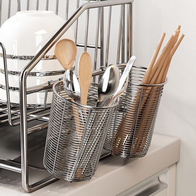 모나코올리브 304 스테인레스 드라이훅 수저통, 실버, 2개