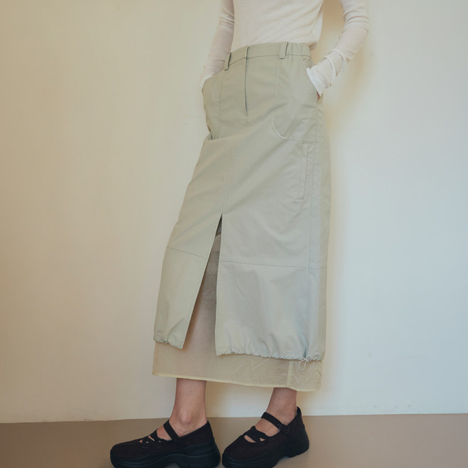 오앨 NYLON STRING MAXI SKIRT