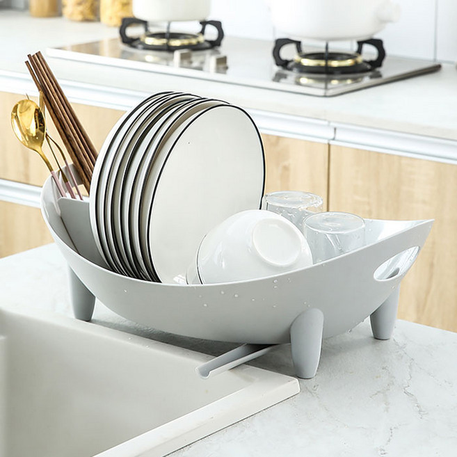 포세이돈 커브 와이드 식기건조대, 그레이, 1개