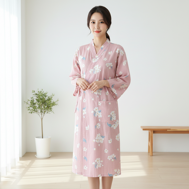 Marketpia 女性純棉居家服浴袍日式睡衣