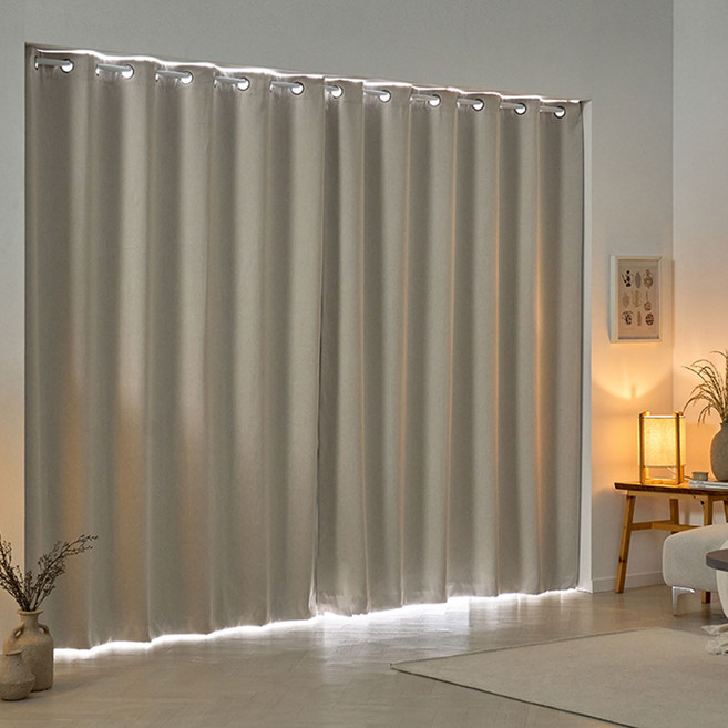 Desinew Blanche 遮光窗簾 穿孔式 長窗用 2入, 米色