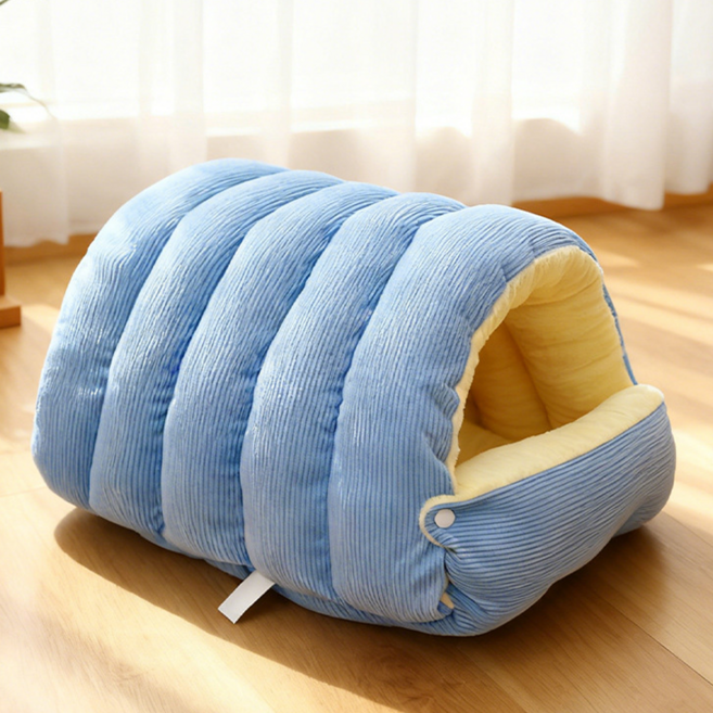 허니버블 반려동물 꿀잠 마카롱 동굴 방석 하우스, 블루, 1개